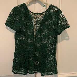 Zara lace crochet green peplum top.